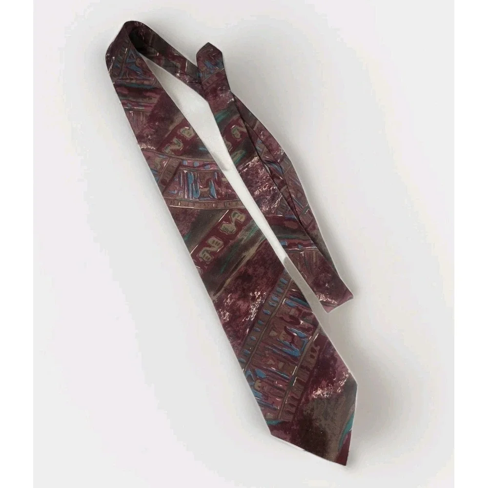 Vintage Christian Dior Monsieur Silk Tie Purple Abstract 80s 90s Designer Neck